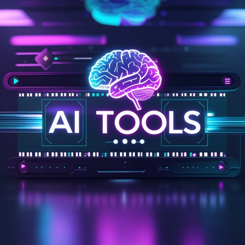 Best free AI video generator Reddit – neon interface displaying AI tools with glowing brain icon