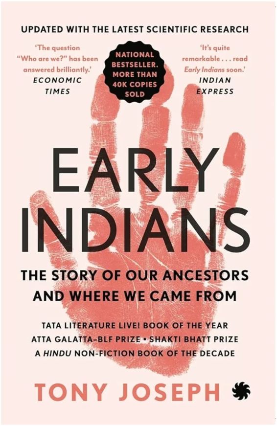 Early Indians by Tony Joseph - National bestseller book cover with handprint design, exploring ancestry and origins of Indian civilization